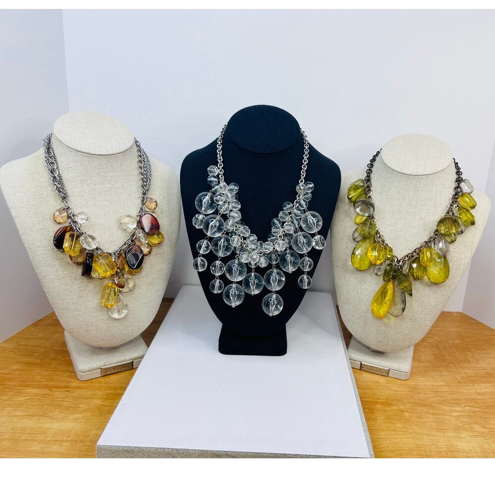 Set of 3 Statement Acrylic Necklaces - Multicolor